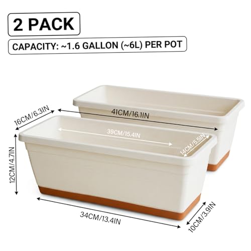Macetero para ventana rectangular de plástico, macetas de autorriego para plantas de balcón 5