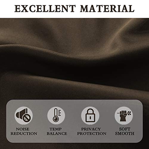 Image of DONREN 96 Inches Long 2 Panels Blackout Curtain Panels for Bedroom - Rod Pocket Thermal Insulated Drapes for Living Room(Coffee,52 x 96)