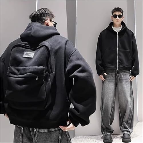 2-in-1 Backpack Hoodie for Men, Travel Hoodie with Built-in Zipper Backpack, Lightweight Streetwear Cardigan with Pockets 6
