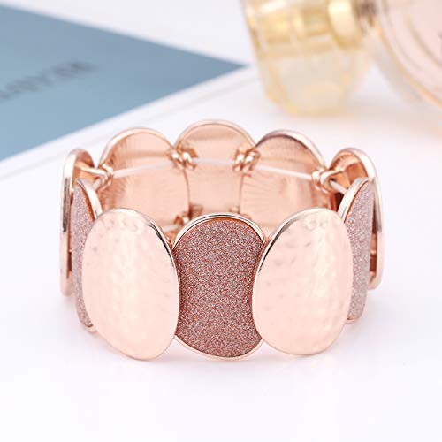LENOOCLE Druzy Bracelets for Women Glitter Hammered Bracelet Statement Chunky Stretch Elastic Bangle Bracelet Christmas Jewelry Gifts2