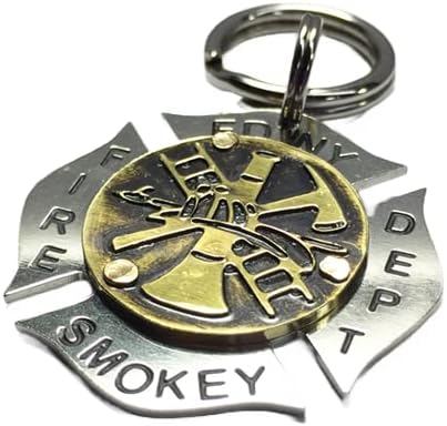 Maltese Cross Firefighter Fireman Badge Pet Id Tag-Fire Insignia Pet Tag-Custom Pet Identification Tag-Engraved Dog Tag (1 1/4")