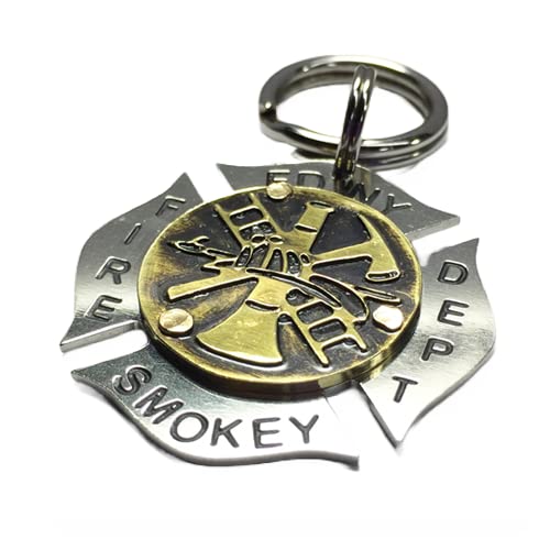 Maltese Cross Firefighter Fireman Badge Pet Id Tag-Fire Insignia Pet Tag-Custom Pet Identification Tag-Engraved Dog Tag (1 14")