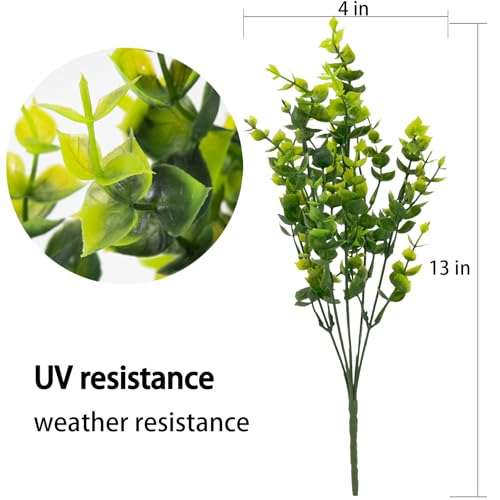 8 Bundles UV Resistant & Non-Fading Artificial Boxwood Shrubs - Fake Greenery Plants for Outdoor Indoor, Farmhouse, Garden, Porch, Patio, Wedding Decoration