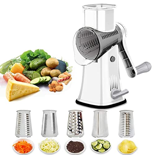 ؃XCT[]`[Y낵Vb_[ 5 in 1 Cheese Grater Rotary Vegetable Cutter @\񂵃[[ ؃`bp[ Lb`c[ XCT[ ؂|eg Vb_[ VF[o[ btJb^
