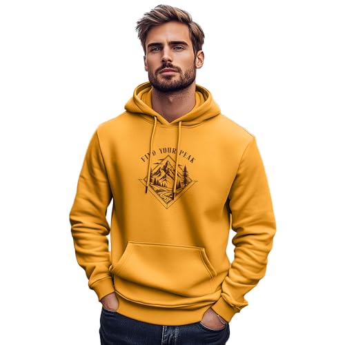 Image of Nobero Men's Printed Regular Fit Hoodie | Cotton Rich Fleece Sweatshirt for Men | Soft & Warm Hooded Pullover | Casual Winter Wear