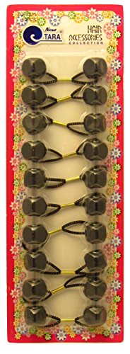 Tara Girls Cube Shape Twinbead Ponytail Holders - Black - 10 Pcs.