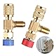 Jiavlyx 2 Stück Kältemittel Sicherheitsventil R410A R22 Anschluss, 1/4 ’’-5/16’’ Klimaanlage Adapter, Klimaanlagen Sicherheitsventil, Klimaanlagen-Durchflussventile, Messing Durchflussregelventil