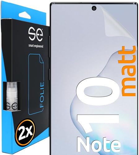 2x se® Protector 3D Antirreflejo para Samsung Galaxy Note 10, Protección Solar, Compatible con Huellas y FaceID, Instalación sin Burbujas, Mate, Resistente a Golpes y Arañazos, Matériau TPU