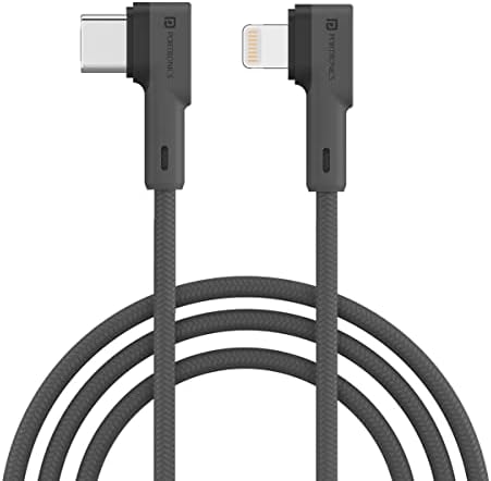Portronics Konnect L 20W PD Quick Charge Type-C to 8-Pin USB Mobile Charging Cable, 1.2M, Tangle Resistant, Fast Data Sync(Grey)