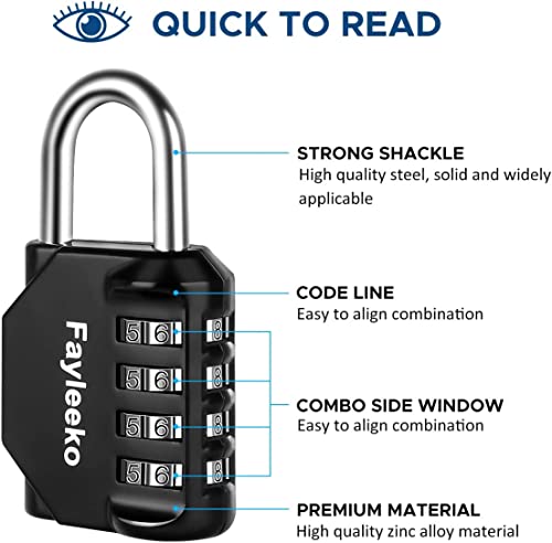 Image of Combination Lock, 4 Digit Combination Padlock for School Gym Sports Locker, Fence, Toolbox, Case, Hasp Cabinet Storage (2 Pack, Light Blue & Black)