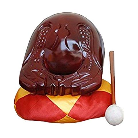 Tempel Kloster Holzfisch Klangholz - Chinesisch Traditionell Buddhistisch Mönche Holzblock Mu Yu Zen Chan Schlitztrommel mit Kissen Meditation Sutra Rezitation Musikinstrument - Kampferholz (Pruple) Cover