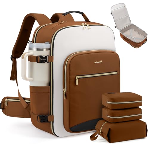Image of LOVEVOOK 56L Travel Backpack for Women & Men, Airline Approved Carry On Luggage with 3 Packing Cubes, TSA Overnight Bags, Waterproof Personal Item Bag, Weekender Essentials Backpacks fits 17 inch Laptop