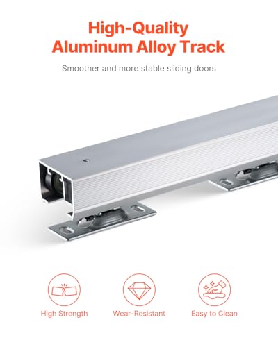 Image of VEVOR Sliding Pocket Door Hardware Track Kit, 4.73 ft Heavy Duty Pocket Door Hardware Kit, Commercial Grade Pocket Door Hardware and Track Set for 24 inch-30 inch Wide Single Door