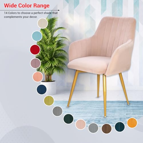 Image of Taboo Velvet Dining Chair Set of 4 | Upholstered Accent Arm Chairs | Soft Cushioned Seat with Backrest | Modern Velvet Fabric Chairs with Metal Legs | Living Room, Bedroom, Cafe & Restaurant | Cream