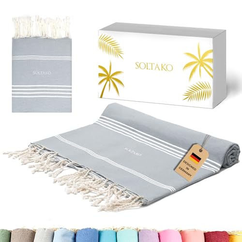 SOLTAKO Fouta Bali Premium XXL, Grau, 200/200cm