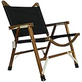 Soomloomブラックウォルナットチェア 天然木/1000Dポリエステル/アルミ 折り畳み式 軽量コンパクト アーム付き 幅広ロースタイル 木製キャンプ椅子 アウトドア