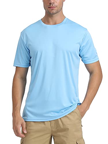 TACVASEN Beach T-Shirt for Men Sun Protection Tops Short Sleeve Swimming Shirts Quick Dry Surfing T Shirt Rash Guard Diving Tops Blue