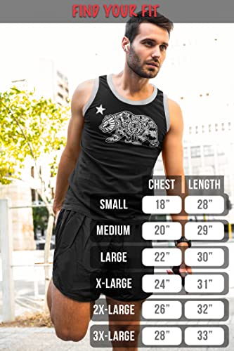 Aztec Bear California Republic Mens Graphic Tank Top Shirts, Mexico X Cali (Aztec Bear Black/Gray Tank, L) #TOP3
