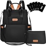 Eshow Mochila Mujer Antirrobo, Bolso Casual con Correa Ajustable y Asa Superior, Bandolera Multifuncional para Uso Diario Trabajo Viaje Escuela Compras y Universidad Negra