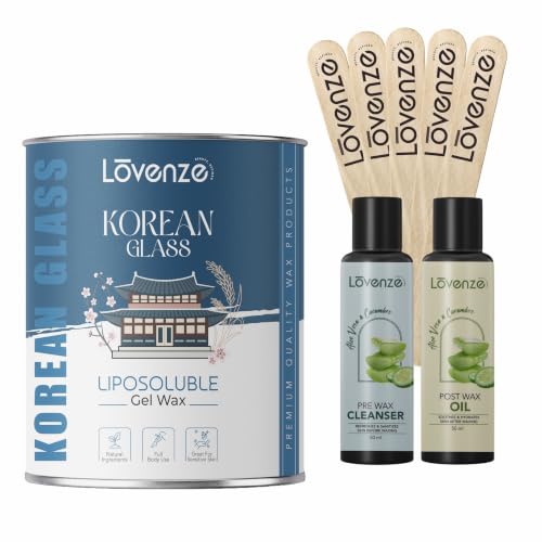 Image of Korean Glass Liposoluble Gel Wax for Hair Removal, Natural Ingredients, Full Body Use, Great for Sensitive Skin | Get 50ml Pre Cleanser & Post Oil & 5 Pcs spatula Free
