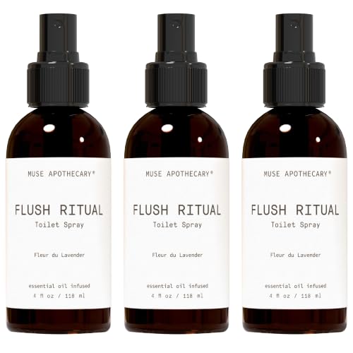 Muse Apothecary Flush Ritual - Aromatic &amp; Refreshing Toilet Spray, Use Before You Go, 4 oz, Infused with Natural Essential Oils - Fleur du Lavender, 3 Pack