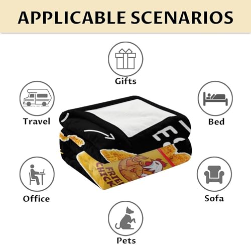 Mercuryelf Chicken Nugget Blanket - Soft, Fuzzy & Warm - 50x60 Inches Flannel Throw Blankets for Living Room, Sofa - Black Novelty Throws Gift for Teens