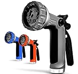 Gardtech Garden Hose Nozzle, 10 Adjustable Patterns Heavy Duty Water Nozzle with Trigger Lock Hook,