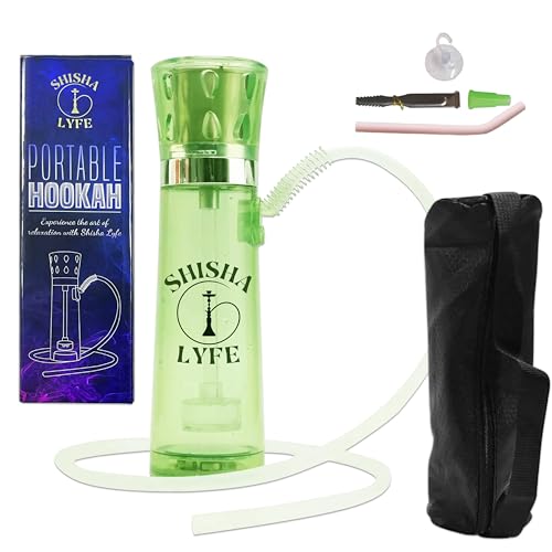 Narguilé portable voiture SHISHA LYFE chicha LED avec support carbone vert