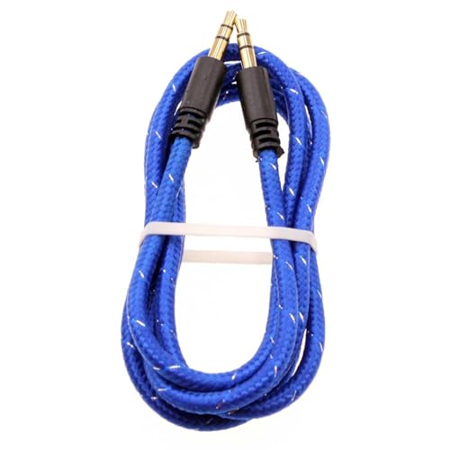 Cable Auxiliar 3.5mm Azul Trenzado 1 Metro miniatura 1