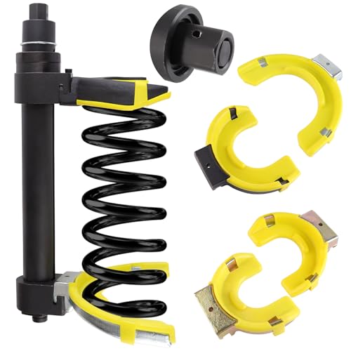 aremnry Spring Compressor Tool Macpherson Interchangeable Fork Strut Coil Extractor Tool Set with Safety Guard (Overload Protection Device) Allow The Use of Impact Wrenches