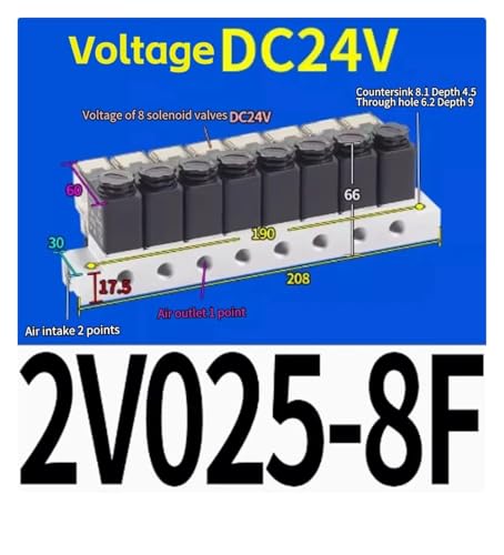 Électrovanne 2V025-08-8F DC24V pour centraliser les circuits d'air comprimé