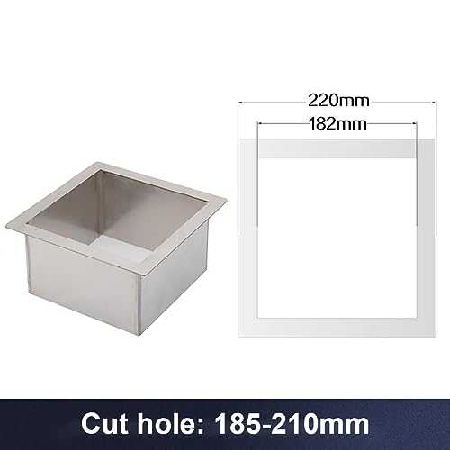 Image of Drop-in Trash Chute - 304 Stainless Steel Square Built-in Countertop Waste Trash Grommet (140MM)