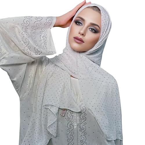 JUMISEE Sparkly Rhinestone Hijab Scarf for Women Glitter Wrinkle Chiffon Muslim Instant Hijab Long Scarves Head Wrap Shawls2