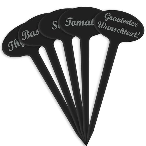 GRAVURZEILE Targhetta Per Piante In Acrilico Nero – Incisa “Basilico” – Elegante E Resistente Al Gelo, Made In Germany - 4