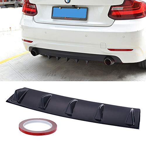 XhuangTech Car Rear Body Bumper Universal Car Rear Bumper Chassis Shark Fin Kit Spoiler Wing Lip Diffuser Bottom Decoration Black ABS (M)