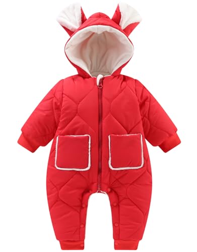 JELEUON Baby Infant Kids Boys Girls Jacket Winter Warm Coat Romper Ears Zipper Hooded Pocket Snowsuit Jumpsuit
