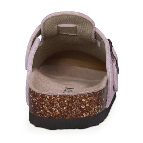 Image of KIDMI Women's Wen's Suede Clogs Cork Footbed Sandals Leather Mules Potato Shoes with Arch Support Dark Pink 41