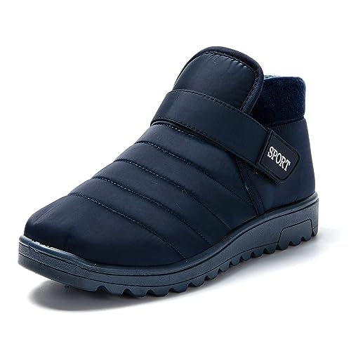 JOMIX Zapatillas Hombre Invierno Calientes Pantuflas Cerradas de Felpa Botas con Cierre Exterior, Navy, 46 EU