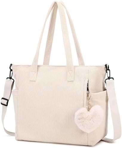 Makukke Cord Tote Bag Tasche Damen Umhängetasche Groß Shopper Handtasche Schultertaschen für Arbeit Büro Reisen Einkaufen Schule