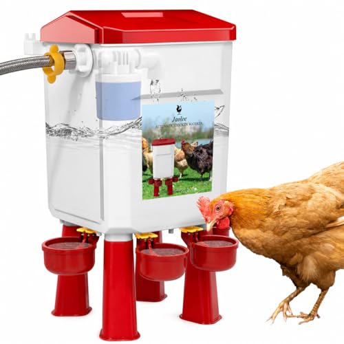3 Gallons Automatic Chicken Waterer Float-Controlled Chicken Water Feeder Large Watering System with 60 Inch Water Hose (One End 3/4) Poultry Waterer for Duck Quail Turkey Chick