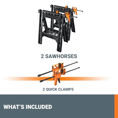 Worx WX065 Clamping Sawhorses with Bar Clamps - Image 6
