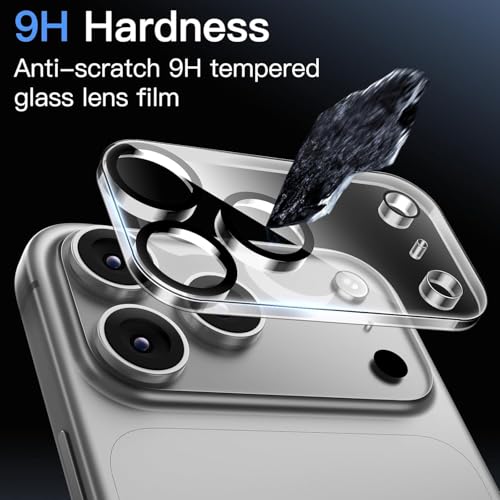 Image of (2 Pack Camera Lens Protector Tempered Glass for iPhone 17 Pro Max - Alloy Metal Cover with Tempered Glass - Scratch Resistant, Easy Installation