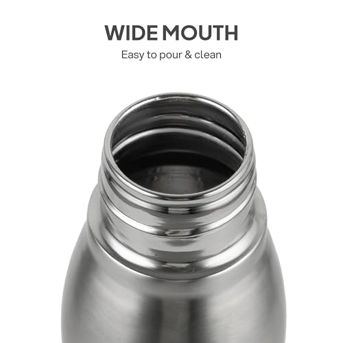 Image of CELLO Brizz 1000 Exe-Steel Stainless Steel Water Bottle 1000 ml, Silver | ISI Certified, Single Walled, Leakproof Steel Bottle | Rust & Stain Proof, Easy to Carry Loop Dishwasher Fridge Water Bottle