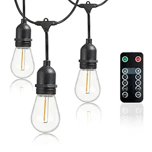 Newhouse Lighting LED String Lights with Weatherproof Technology, Dimmable with Wireless Remote Control, 48ft and 16 (15+1 Free) LED Light Bulbs Included
