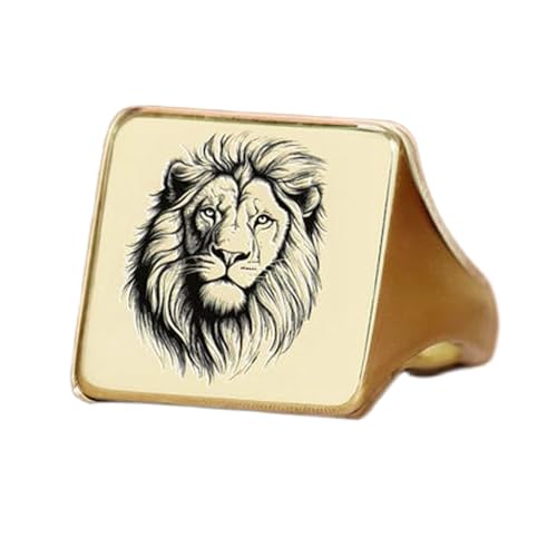 Bague lion en argent 925 plaqué or : le cadeau idéal sous forme de chevalière style vintage