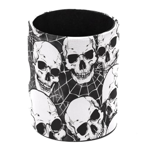 VAPOKF Portalápices para escritorio, portalápices, brochas de maquillaje, almacenamiento de escritorio, papelería, organizador para la oficina en casa - Calavera muerta telaraña