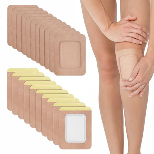 Taoscare 20Pcs Castor Oil Pack Wrap 5.1*3.9 Self-Adhesive Castor Oil Patches for Stomach Belly Button Knee Liver Disposable Organic Cotton Flannel Portable No Leakage & No Wash