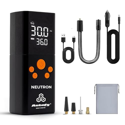 Image of Autofy NEUTRON 2 Years WARRANT'Y with Dual Power Mode Cordless & 4Mtrs Power Cord [22mm Cylinder Most Heavy Duty] Car Tyre Inflator Pump - 6000mAH Mobile Powerbank - 150 PSi - 4 Mins Fast Inflation