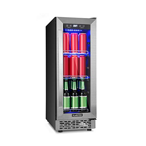 KLARSTEIN Beerlager 56 réfrigérateur pour boissons : 56L, 20 bouteilles, classe A, hauteur 82 cm, porte vitrée avec cadre en inox, 3 tiroirs, température : 0-10 °C, commande tactile, noir