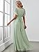 Ever-Pretty Women's Bridesmaid Dress V-Neck Ruffle Sleeves Ruched Bust Floor Length Chiffon Formal Dresses Mint Green US18